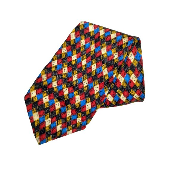 Ermenegildo Zegna Mens Multicolor Diamond Pattern Silk Tie - Picture 5 of 10